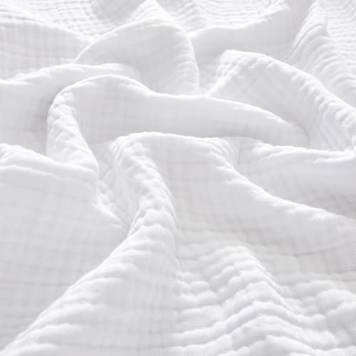 PHF White Cotton Muslin Blanket King Size 108x90 for Adults - Breathable & Lightweight