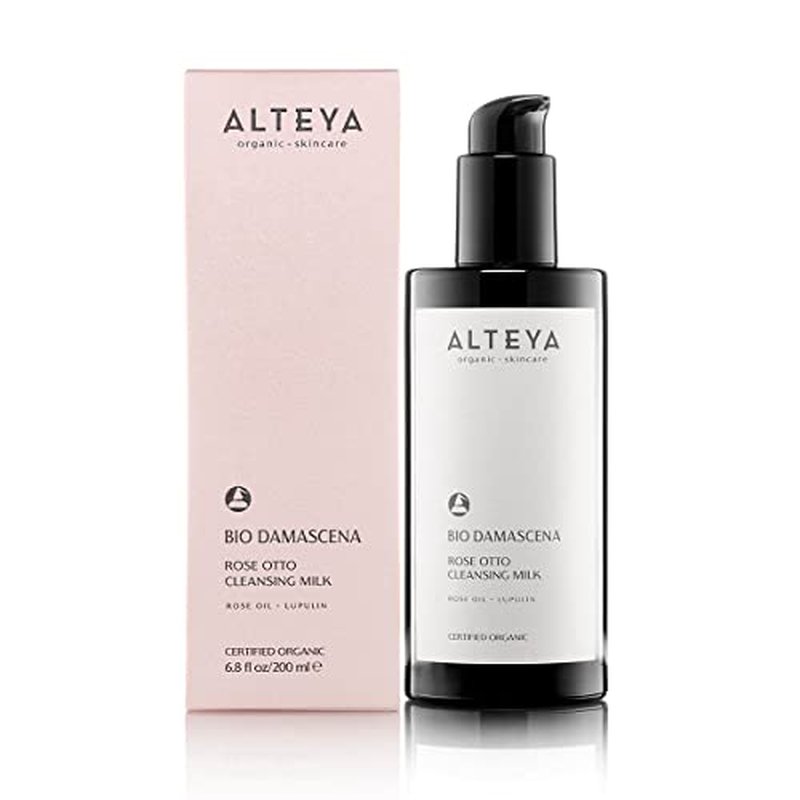 Alteya Organics Cleansing Milk Certified Organic Skin Care 6.8 Fl Oz/200 mL Bio Damascena Award-Winning Face Cleanser With Organic Bulgarian Rose Oil Purifying, Balancing and moisturizing