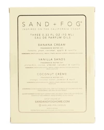 Sand + Fog Eau De Parfum Oil Gift Set - 3 Scents: Banana Cream, Vanilla Sands, Coconut Crème