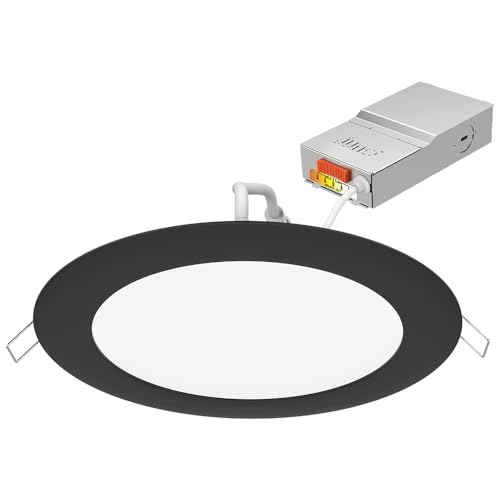 6-Pack Ultra-Thin Recessed LED Lights with Adjustable CCT Black Trim