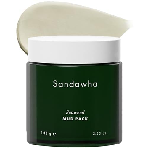 SanDaWha SKINCURE Vegan Seaweed Mud Mask, Korean skincare Blackhead Remover Clay Mask for Pore Cleansing with Kaolin & Bentonite, Oil Control & Gentle Exfoliation, 3.5oz