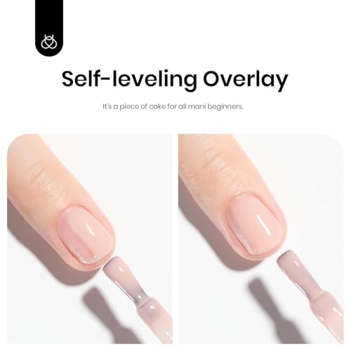 Beetles 15ml Rubber Base Gel Nail Polish, Nude Pink Gel Polish Color Base Builder Neutral Base Coat Nail Strengthener for Nail Art Design, Soak Off UV LED light Needed