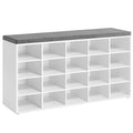 VASAGLE Shoe Storage Bench with Cushion, 20 Cubbies, White & Gray, 47.2 x 12 x 24.7 Inches