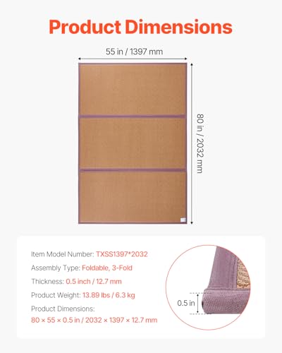 Japanese Tatami Mat Full XL 55x80 Inches - Foldable, Non-Slip Rattan Mattress for Yoga & Meditation