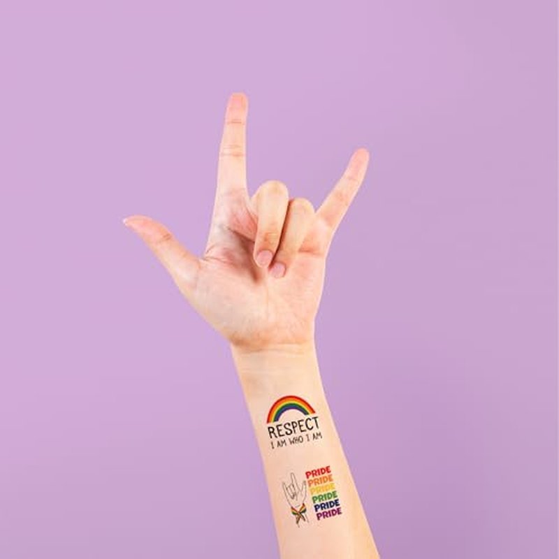 256PCS Pride Day Rainbow Tattoos ? Love Gay LGBT Flag Stickers Parades Party Favors Supplies Decorations