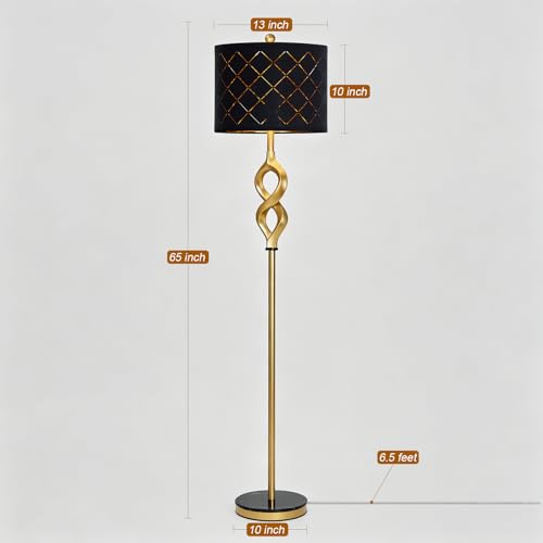 Black & Gold 65-Inch Modern Sculptural Floor Lamp with 3 Color Temperatures