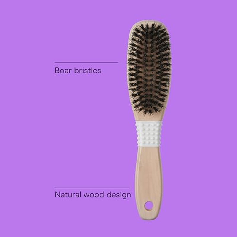 CONAIR Shines & Smoothes Boar Bristle Hair Brush, hairbrush for women, reduce frizz and add shine, natural wood handle, for all hair types