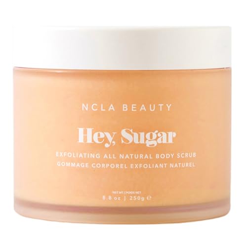 NCLA Beauty Hey Sugar All Natural Body Scrub - Moisturizing, Exfoliating Sugar Scrub - Shea, Cocoa, and Mango Butters - Peach - 8.8 oz
