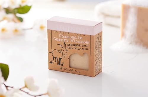 Goat Milk Soap Bar with Chamomile & Cherry Blossom - Moisturizing, Gentle, Pack of 3 - 5 Oz
