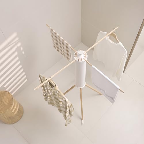 JOOM Four-Leg Foldable Clothes Drying Rack (Wooden 4 Legs) – Portable Space-Saving Garment Drying Rack