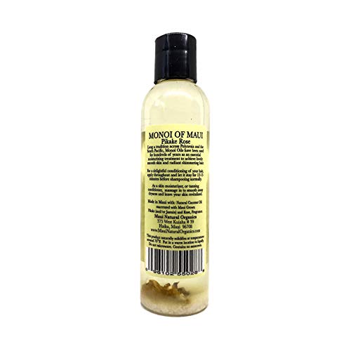 Natural Coconut Oil with Pikake and Rose for Skin Hair & Massage - 6.4 fl oz