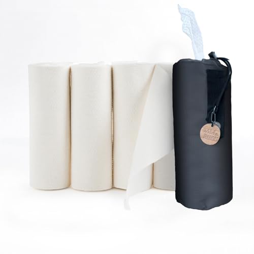 Wild & Pure 30 Pack Cotton Reusable Baby & Travel Wipes with Dispenser Bag, 5 Sets