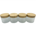 Empty Refillable Frosted Glass Cosmetic Cream Jar 4 Pack 6.7 OZ/200g with Bamboo Lids,Skin Care Travel Containers Pot for Clay Masks,Butter,Body Scrub,Lip Balm, Ointments, Lotion Frost