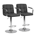 DUMOS Swivel Bar Stools Set of 2 - 24.2''-32.5'' Height, PU Leather, Black