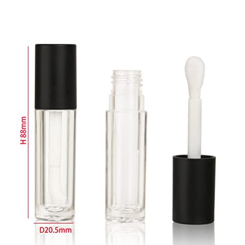 Clear Lip Gloss Tubes with Black Cap, 5ml, 24-Pack - Refillable Cosmetic Containers with Big Doe Foot Wand