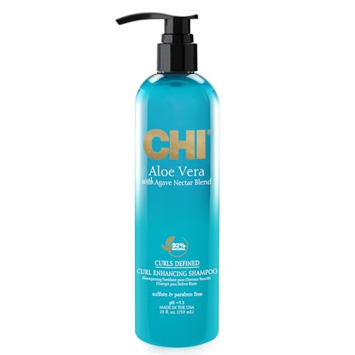 Chi Aloe Vera Curl Enhancing Shampoo, Gently Cleanses & Increases Moisture For Curly Hair, Sulfate, Paraben, & Cruelty-Free, 11.5 Oz