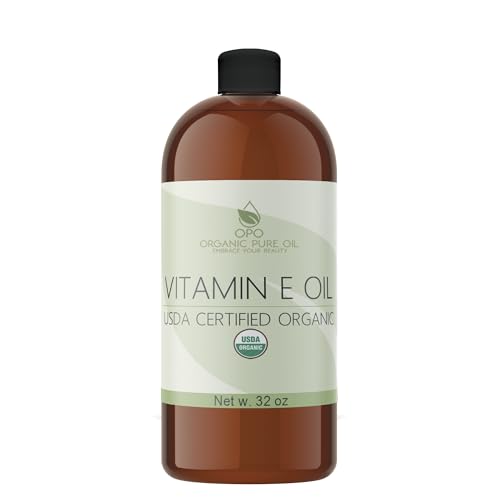 Vitamin E Oil - Organic, Natural Vegan Cruelty-Free Bulk Extra Strength for Face Skin Hair Body Eyelashes Locs Nails - Antioxidant Moisturizer DIY Cream Lotion (32 oz.)