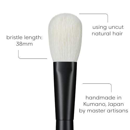rephr brush 05 - Natural Goat Hair Makeup Brush for Blush, Highlighter & Bronzer and Finishing Powder - (38mm Bristles) Handmade in Kumano, Japan
