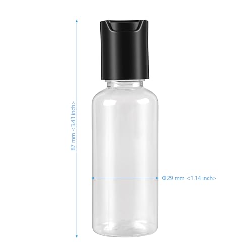 SEHOI 80 pcs 1oz Clear Plastic Travel Squeeze Bottles with Black Cap, Refillable Lotion & Shampoo Containers