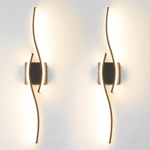 Daunton 27.5in Modern Hardwired LED Wall Sconce Set of 2 with Remote, Dimmable, Timer & Memory