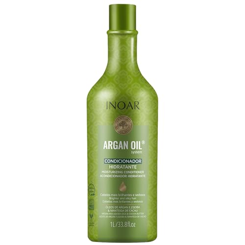 INOAR Argan Moisturizing Conditioner with Moroccan Argan Oil for Intensive Hydration, Shine & Softness, 33.8 Fl Oz