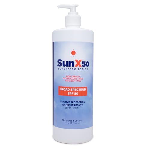 CoreTex Sun X SPF 50 Broad Spectrum Water-Resistant Sunscreen Lotion 32oz - Oil-Free, No White Cast, Made in USA, Pack of 1