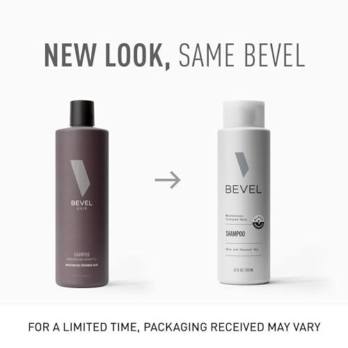 Bevel Shampoo for Men - Sulfate Free Shampoo for Textured Hair with Coconut Oil and Shea Butter, Detangles Coarse, Curly Hair, 12 Oz