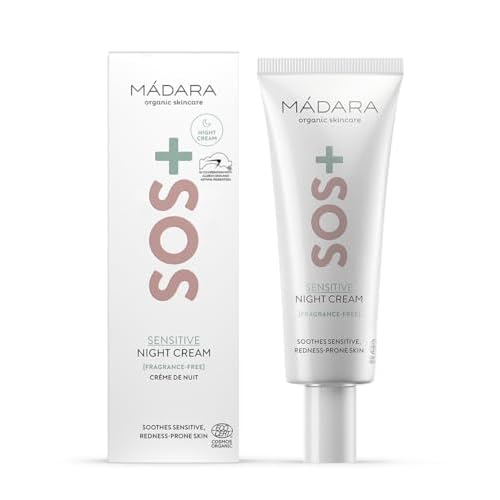 Madara Organic Skincare | SOS+ SENSITIVE Night Cream, ? Calming moisture for sensitive, reactive and redness-prone complexions, Dermatologically proven to soothe redness, Fragrance and colourant-free