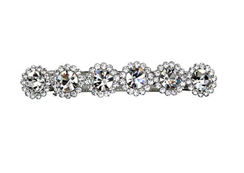 Clear Rhinestone Floral Hair Barrette Clip - Small Bridal Hair Jewelry