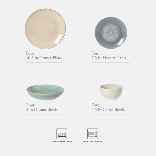 Service for 4 Stonebury 16-Piece Handpainted Dinnerware Set - Assorted Colors