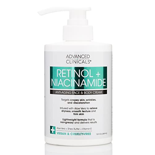 Advanced Clinicals Retinol + Niacinamide Anti-Aging Face & Body Cream + Collagen Lifting Body Oil Set