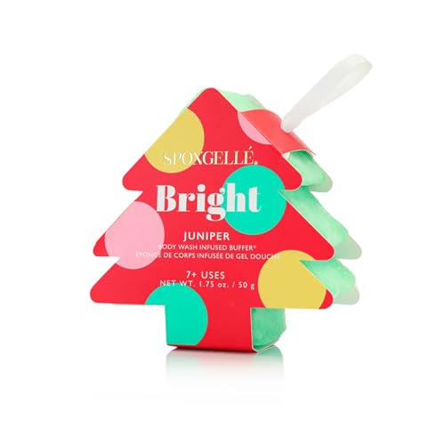 Spongelle Holiday Tree-Shaped Body Wash Buffers 4-Pack - Festive Christmas Ornament Gift Set