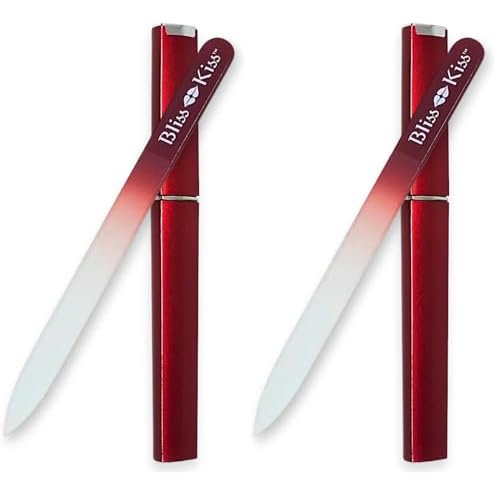 Bliss Kiss Simply Crystal Nail File - Large - Czech Glass - with case and Sleeve (Pack of 2)
