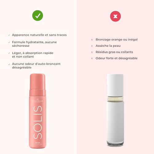 COCOSOLIS SOLIS Instant Weekend Tan Self-tanning lotion for face and body, mousse with immediate effect and washable, for a rich, natural and long-lasting tan, with plant-based DHA (200 ml)
