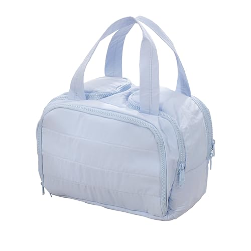 Women's cosmetic bag storage bag, travel toiletry bag, suitable for storing cosmetics and toiletries, soft and foldable for easy storage (sky blue)
