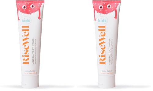 RiseWell Kids Mineral Toothpaste 3.4 Oz Pack of 2 - Hydroxyapatite Fluoride-Free Safe to Swallow Cake Batter Flavor