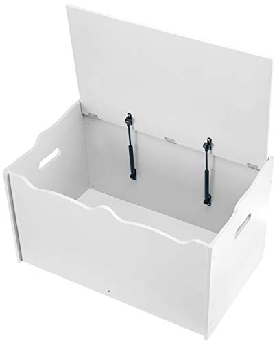 Kids Wooden Toy Storage Chest with Safety Lid - 30 x 18 x 19 Inches, White