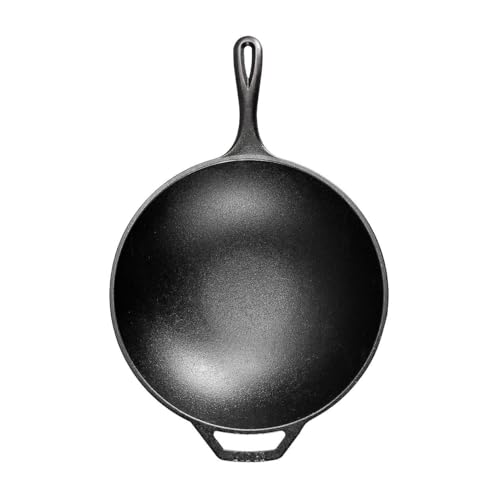Cast Iron Wok - Pre-Seasoned 12.5 Inch Cooking Pan for Stovetop & Oven