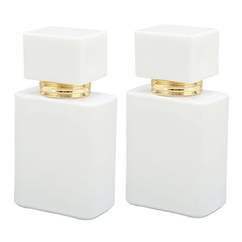 Perfume Atomizer Bottle Refillable Empty Glass Perfume Bottle, 2Pcs Empty Glass Perfume Bottle Large Capacity Golden Nozzle Glass Perfume Bottle Atomizer White 30Ml Refillable Empty Spray Perfume