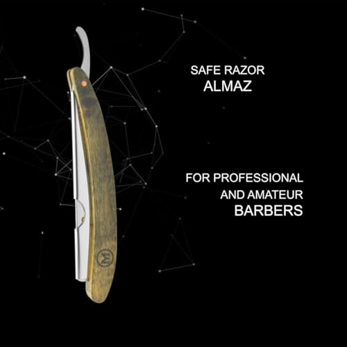Generic Straight Edge Razor for Men, Stainless Steel Blade Arm Barber Razor with Walnut Wood Handle, Shaving Razor for Close Shaving, Manual Men's Beard Cut Throat Shavette Almaz Razor, brown