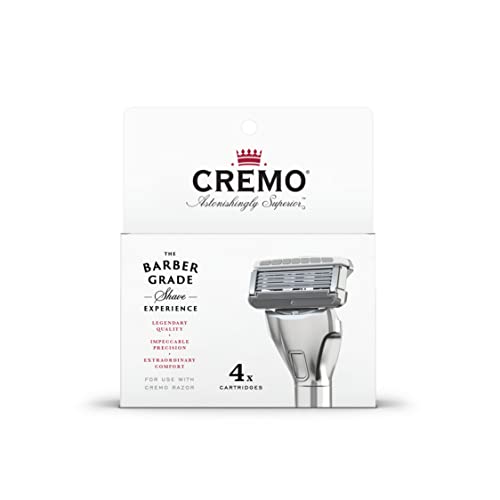 Cremo Astonishingly Superior Razor Refills, (4 Pack) & Astonishingly Superior Barber Grade Refillable System Razor