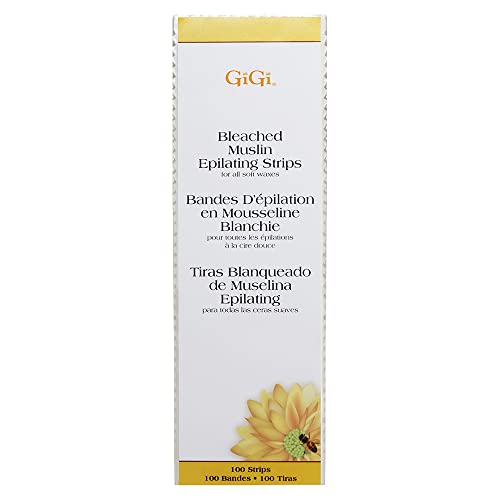 Gigi Bleached Muslin Epilating Strips for Soft Wax - Professional Hair Removal Wax Strips for Waxing, (3¡±X9¡±), 100 Strips, 1 Pack