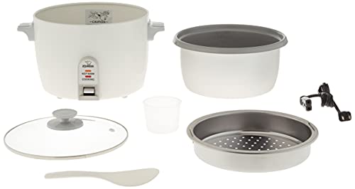 10-Cup Rice Cooker and Steamer - White, Includes Steaming Tray & Utensils