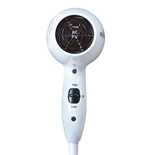 JERDON Compact Travel Hair Dryer White - 72-Inch Power Cord, 2 Speed & Heat Settings