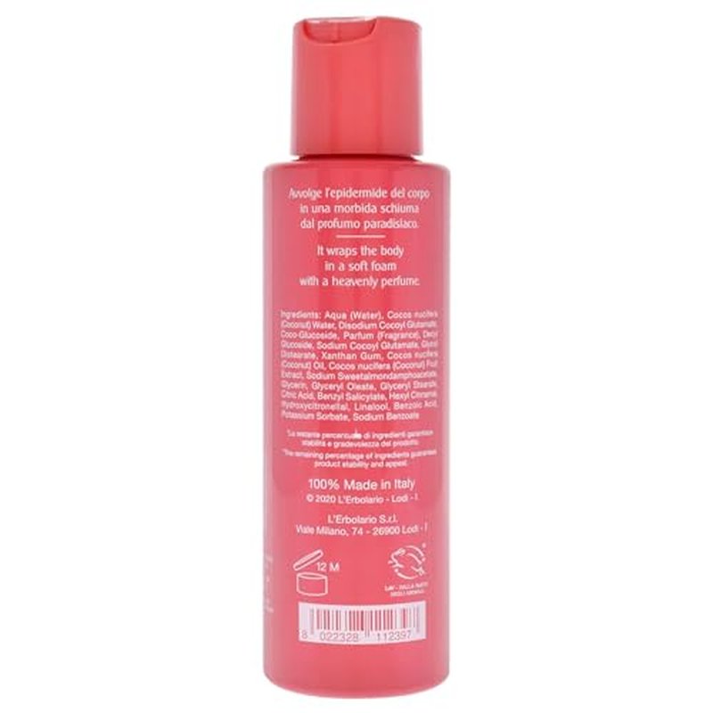 L¡¯Erbolario Coconut Bath Cream - Coconut Body Wash with Hydrating Glycerine - Nourishing and Balancing Skin Care - Paraben and Sulfate Free - 3.3 oz