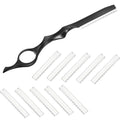 Mudder Hair Styling Razor Comb - 11 Pieces Hair Thinning Comb with Replacement Stainless Steel Razors for Salon Home Use (Black, Metal)