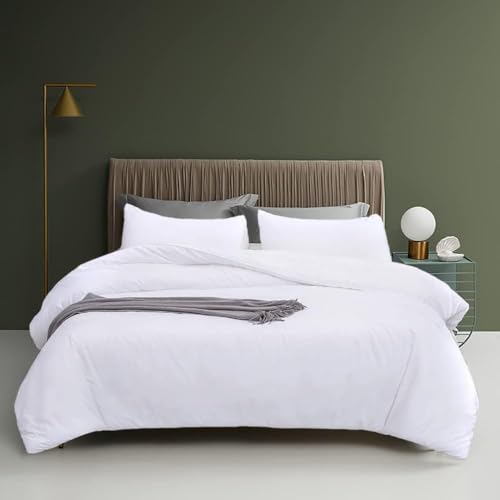 Queen White Bedding Comforter Set - Fluffy Lightweight Solid Color Bed Quilt
