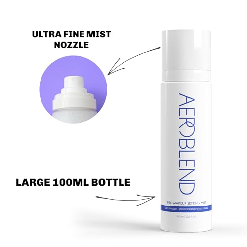 AEROBLEND Pro Makeup Setting Mist ? Large 100 ml (3.38 fl oz) Matte Setting Spray ? Waterproof, Smudge-Proof, Long-Lasting Hold
