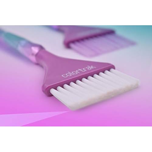 Colortrak The Aurora Collection Wide Color Brushes, Gem-Cut Handle, Tapered End, Stain-Free Metallic Finish, Matches Other The Aurora Collection Products, 2 Pack - 1xFirm Bristle, 1xFeather Bristle