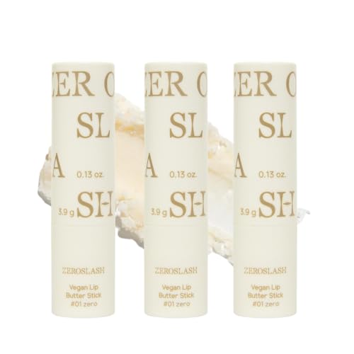 Zeroslash Vegan Lip Butter Stick with Shea Butter & Squalane 0.13oz ? Hydrating Lip Balm for Dry, Chapped Lips | Plant-Based Lip Care with 6 Natural Oils | Overnight Lip Mask | Pack of 3